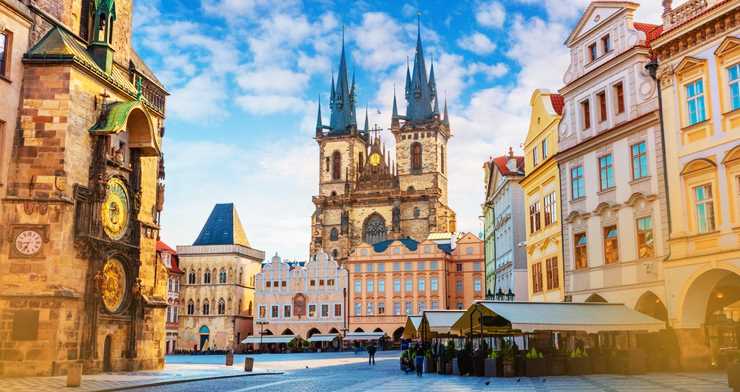 Historical architecture of an Eastern European city center